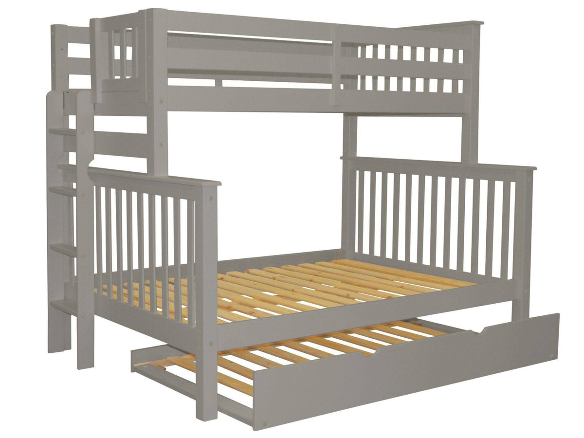 Gray Twin over Full Bunk Beds with End Ladder and Trundle X558861