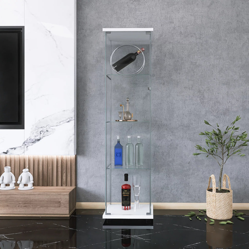 White One Door Glass Display Cabinet with 4 Shelves N283