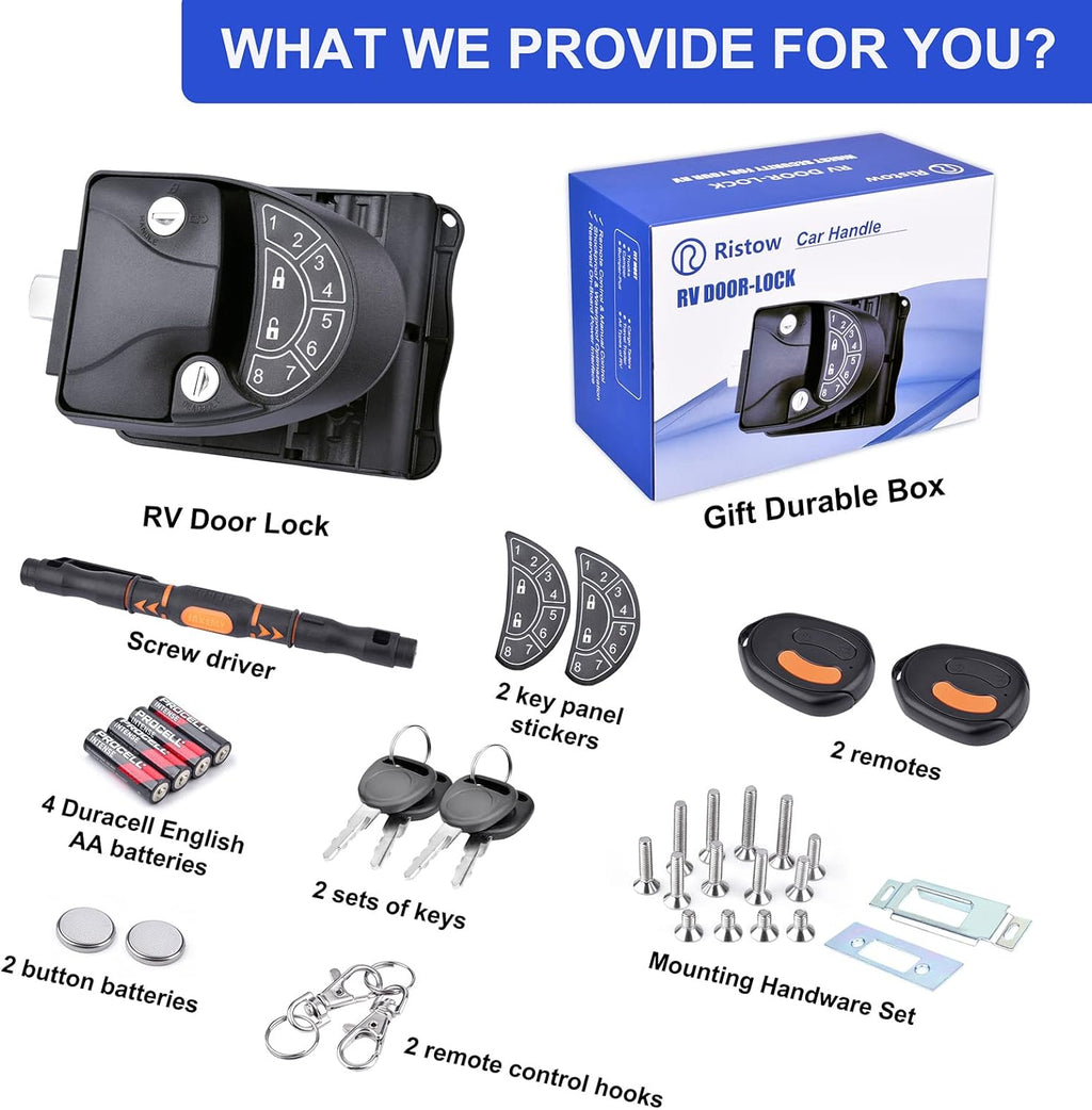 RV Keyless Entry Door Lock with Backlit Keypad and 2 Key Fobs R52107