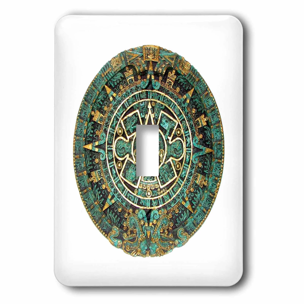 Turquoise And Gold Aztec Calendar Single Toggle Switch V5781