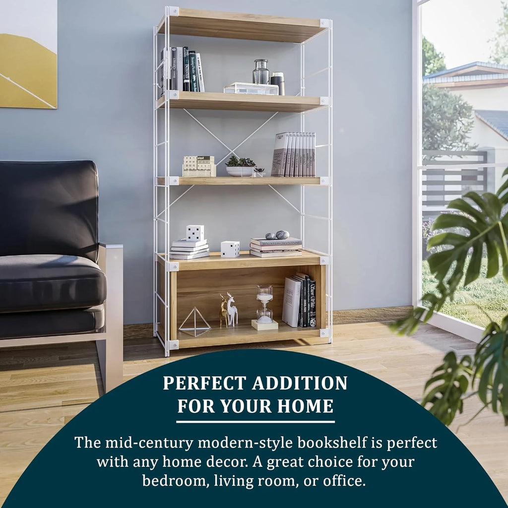 4 Shelves Bookcase with Steel Frame A504182