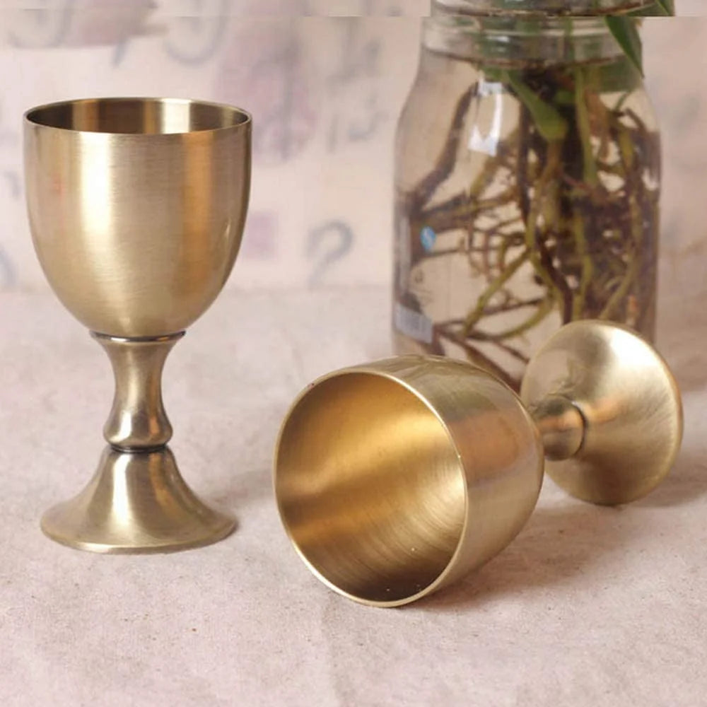 Gold Chalice Cup Wine Brass Goblet 3.5 oz Copper Wine Glasses G7594
