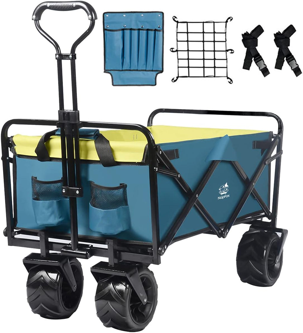 Heavy Duty Foldable Beach Cart with All-Terrain Wheels and Cargo Net L159145