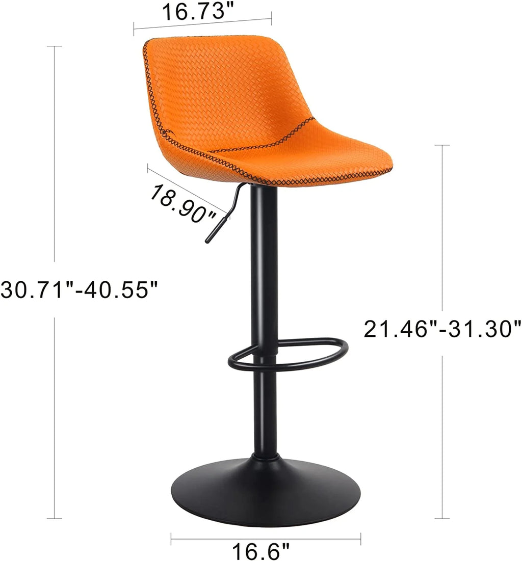 Orange PU Leather Swivel Bar Stools Set of 2 I300