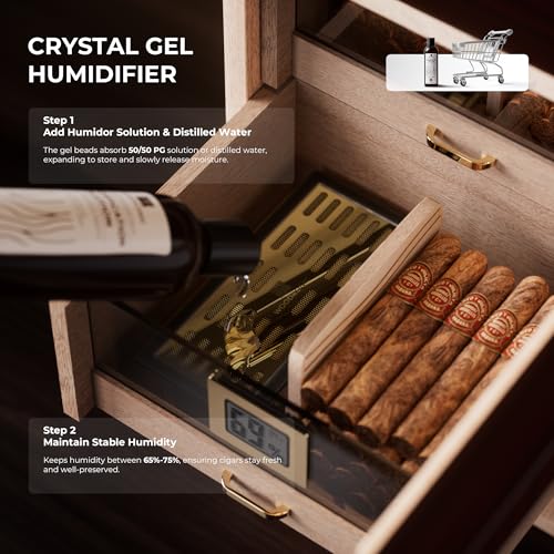 Cigar Cabinet Humidor with Accessory Drawer, Crystal Humidifiers, Lock & Keys and Spanish Cedar Lining I730191