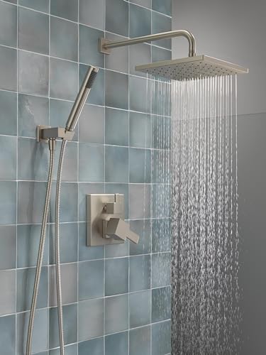 2-Setting Square Shower System with Rain Shower Head and Handheld Spray N7814