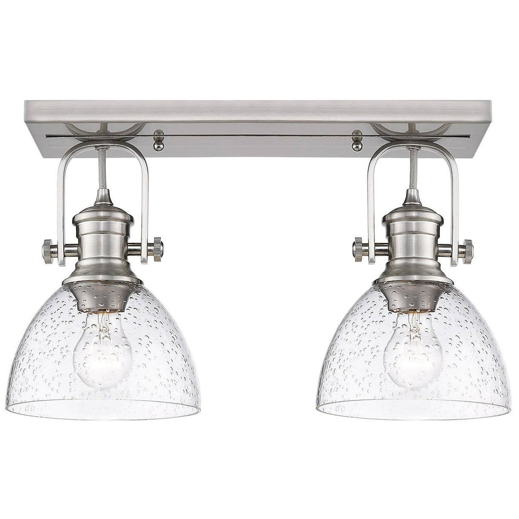 2-Light Semi-Flush Mount with Seeded Glass Pewter T8461