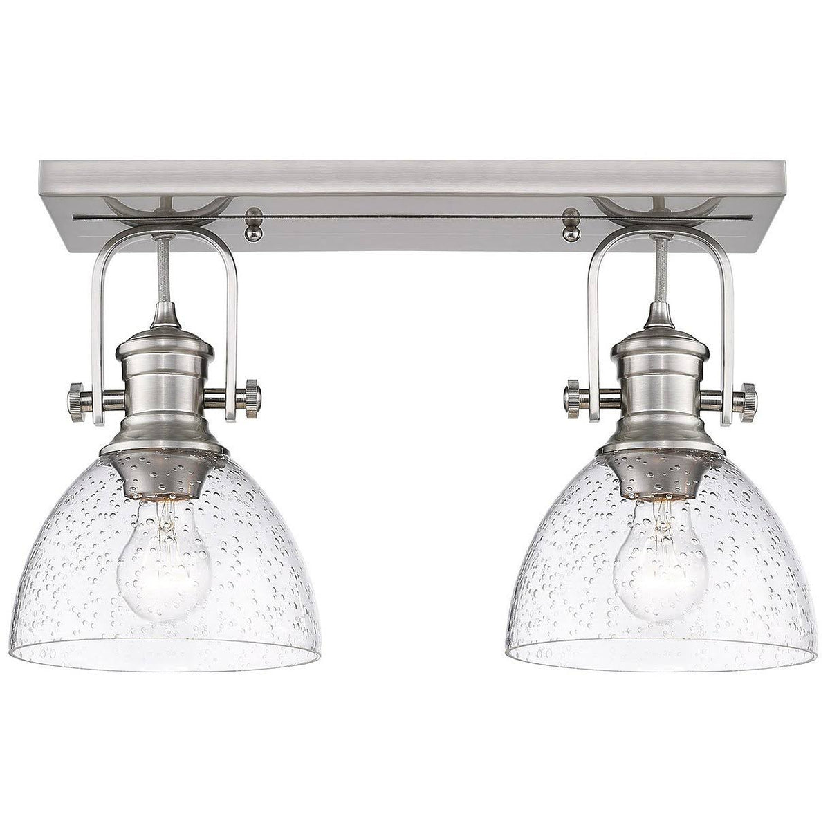 2-Light Semi-Flush Mount with Seeded Glass Pewter T8461