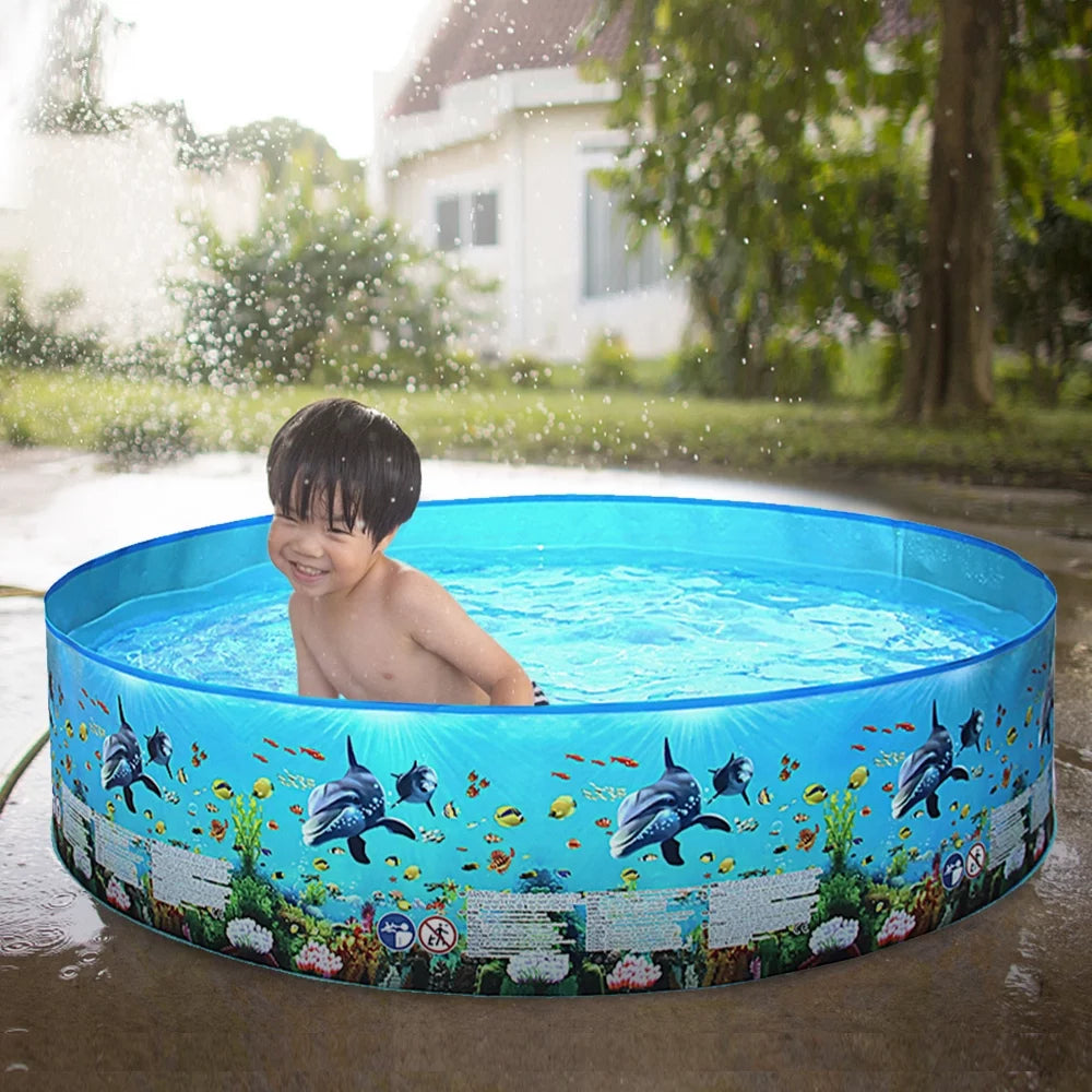 Portable Inflation-free Hard Folding Round Swimming Pool 48 x 9.8in A4587