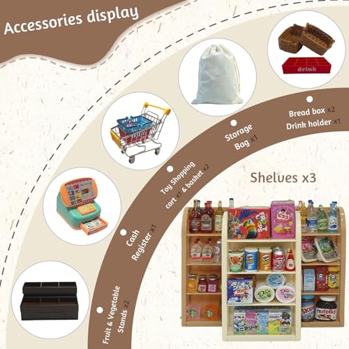 Mini Shopping Cart Playset with Cash Register and Play Food O2189