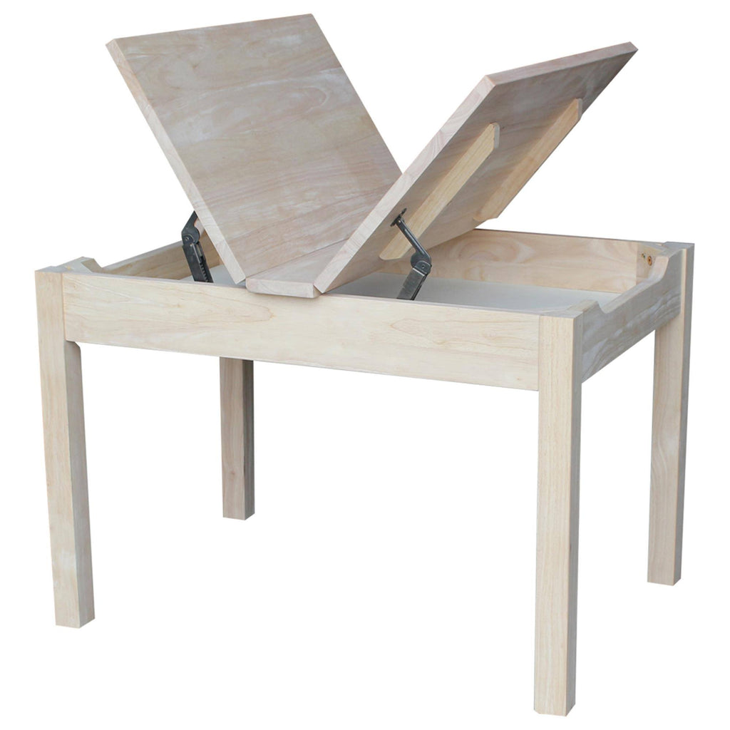 Unfinished Kids' Storage Table with Lift Top I112