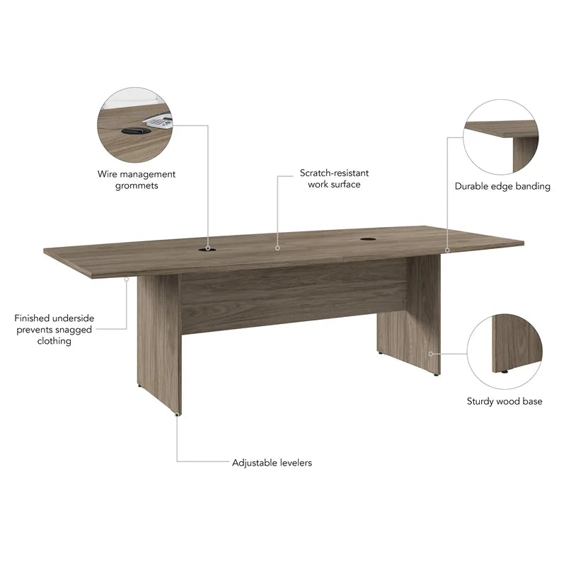 96"W Boat Shaped Engineered Wood Conference Table J7792