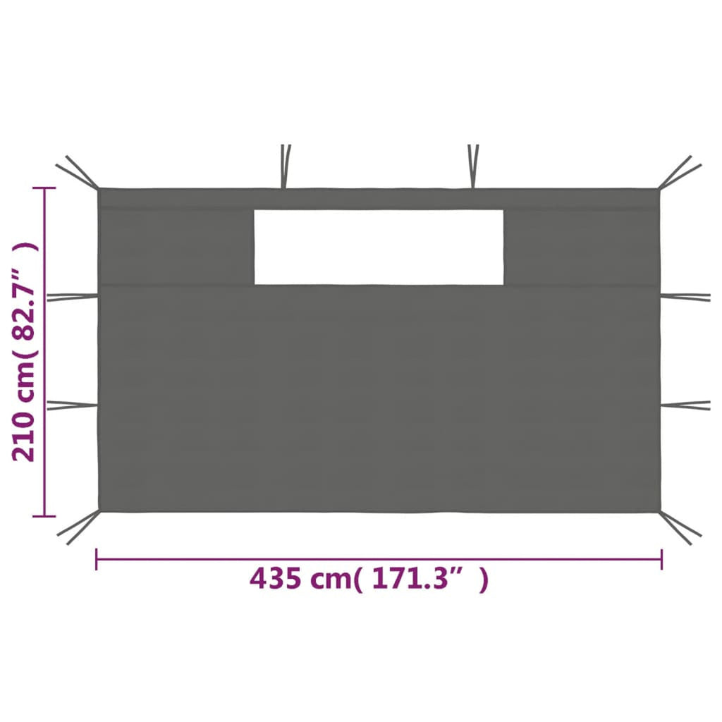 Anthracite Gazebo Sidewalls with Windows 2 pcs K451203