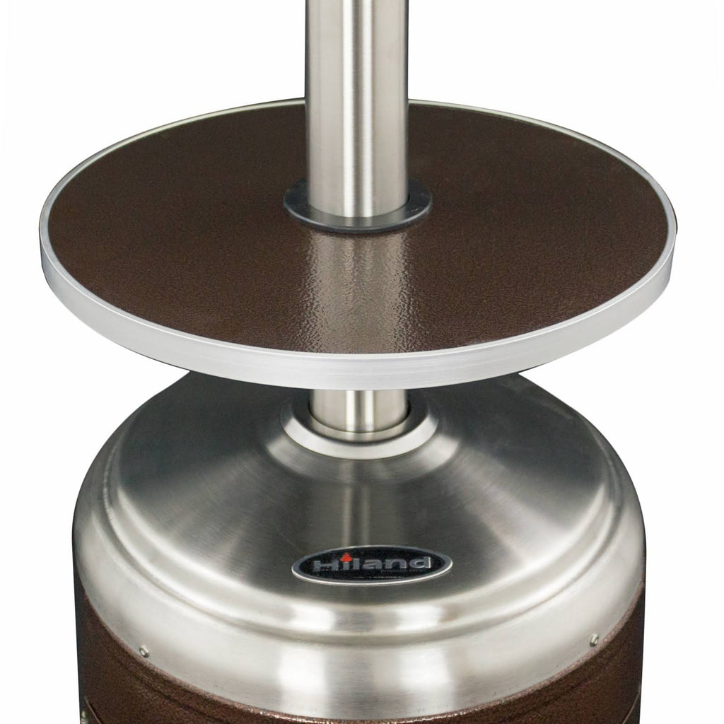 Tall Hammered Bronze and Stainless Steel Patio Heater with Table Z707782
