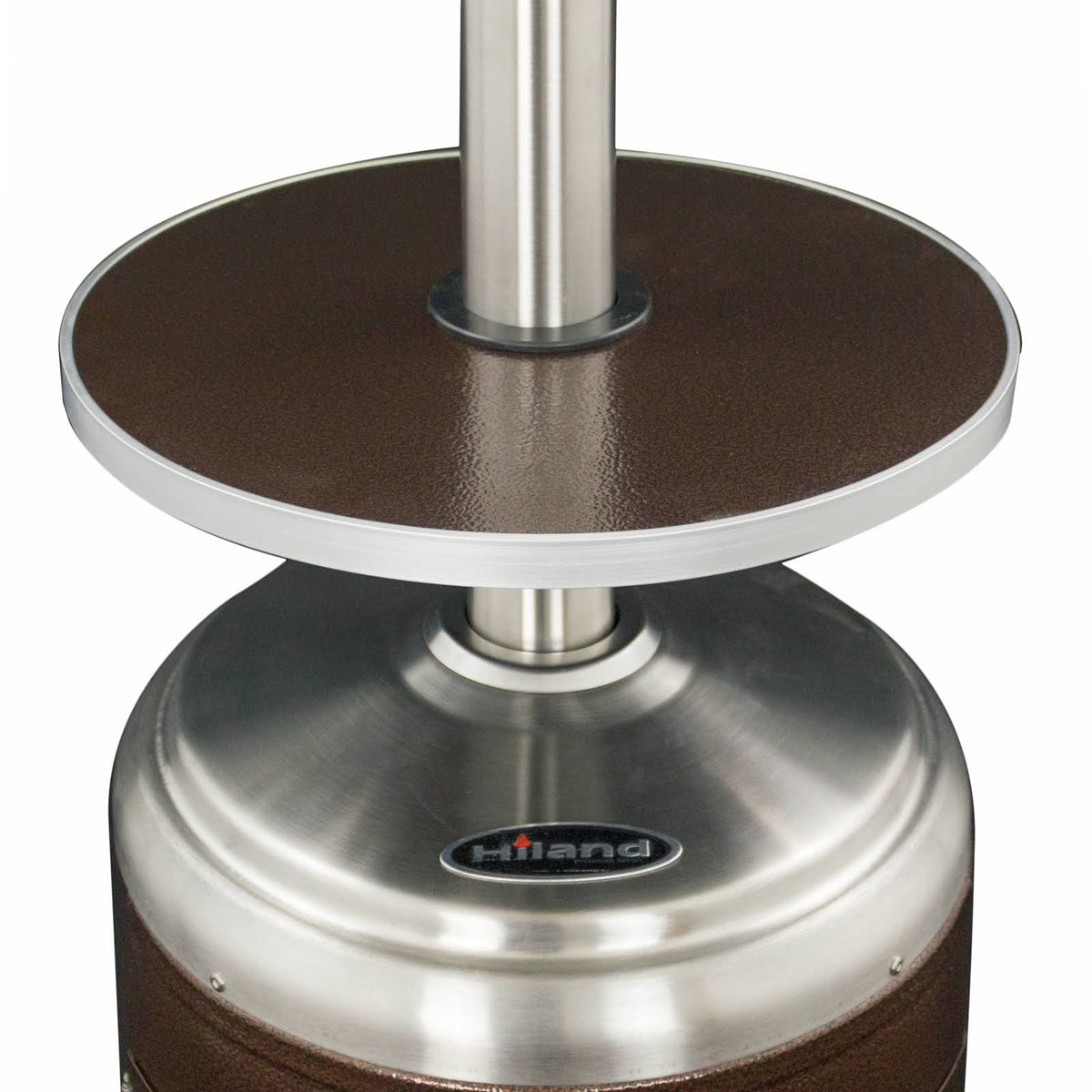 Tall Hammered Bronze and Stainless Steel Patio Heater with Table Z707782