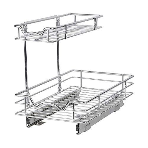 Silver Two Tier Sliding Under Cabinet Organizer A916