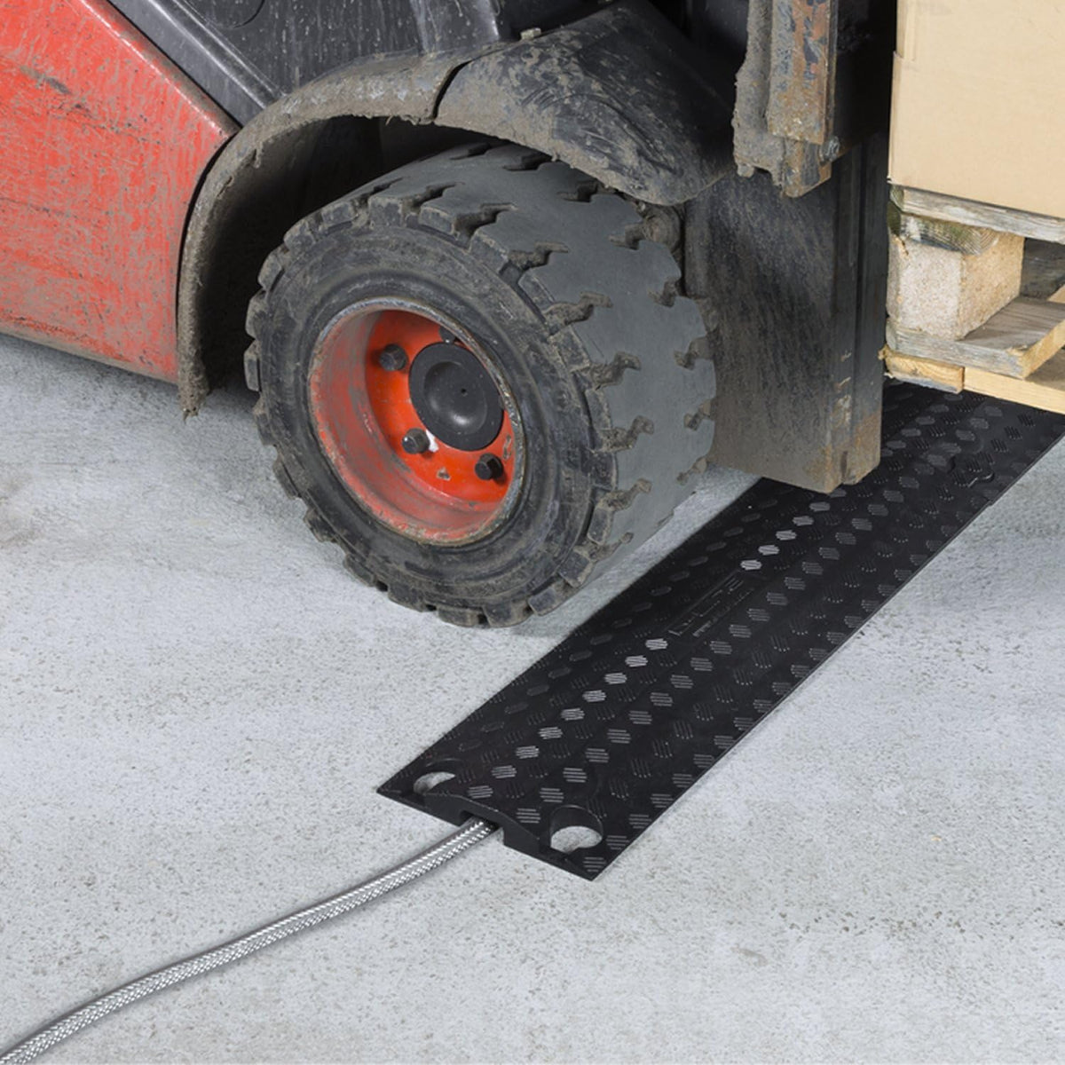 Heavy Duty Single Channel Cable Protector, 30in Length, Black L241287