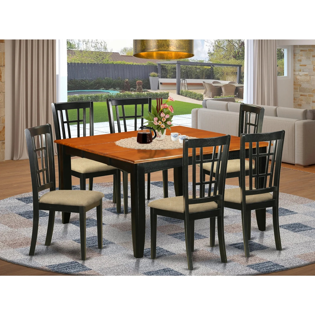 7 Piece Wooden Dining Table Set A99814