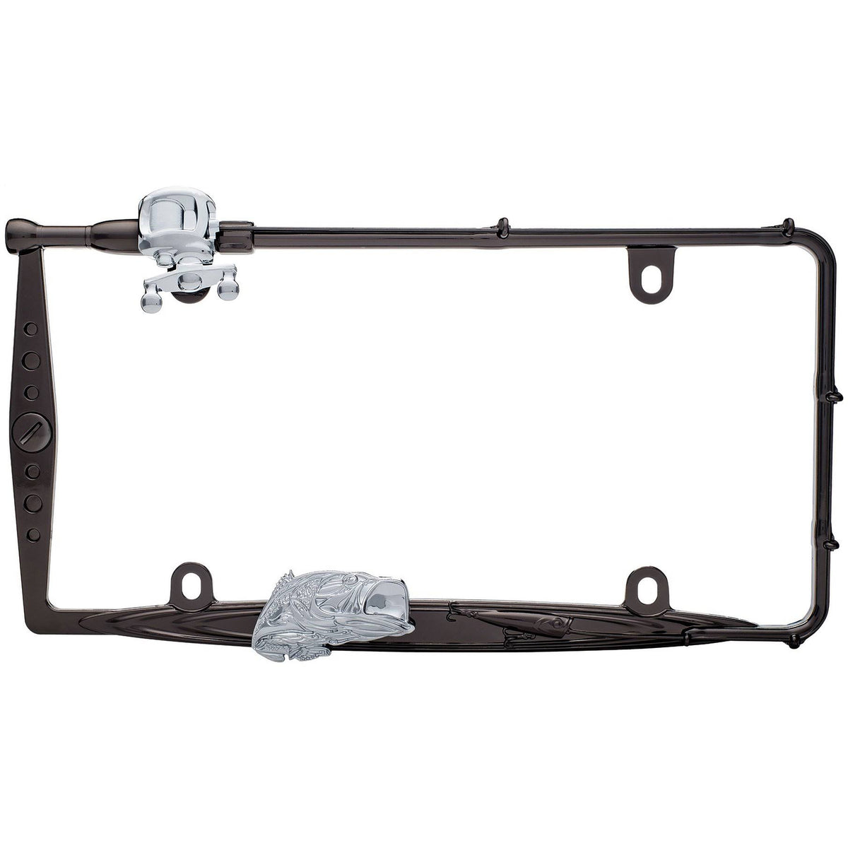 Black Chrome Fishing License Plate Frame F6899
