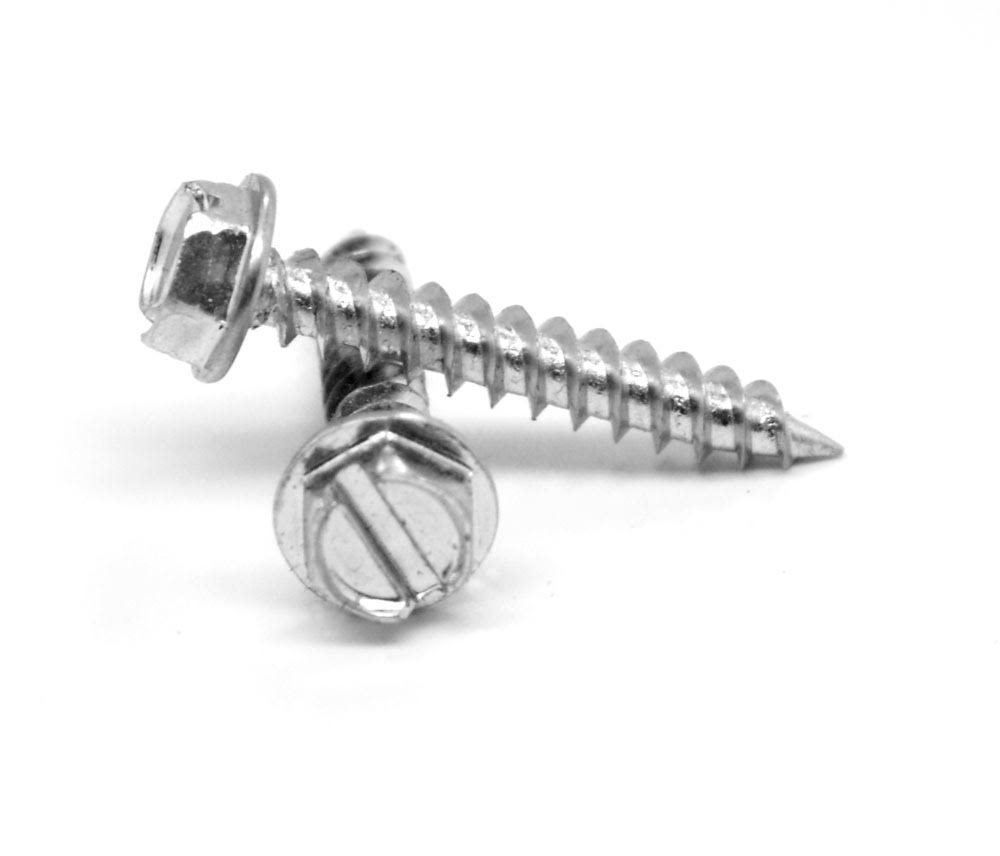 3/8 Sheet Metal Screw Slotted Hex Washer Head Type B Low Carbon Steel Green Zinc Plated E3995