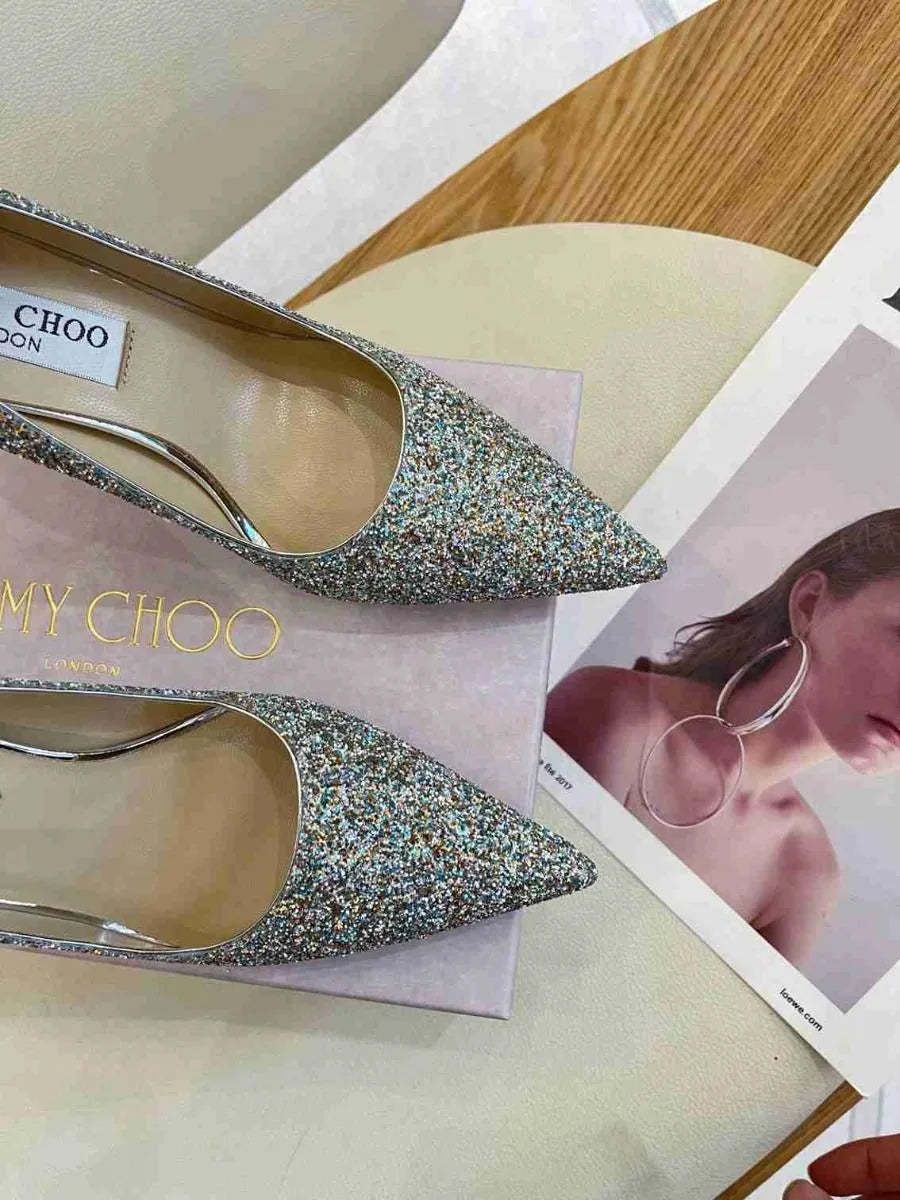 85mm Glitter Fabric Pumps T317
