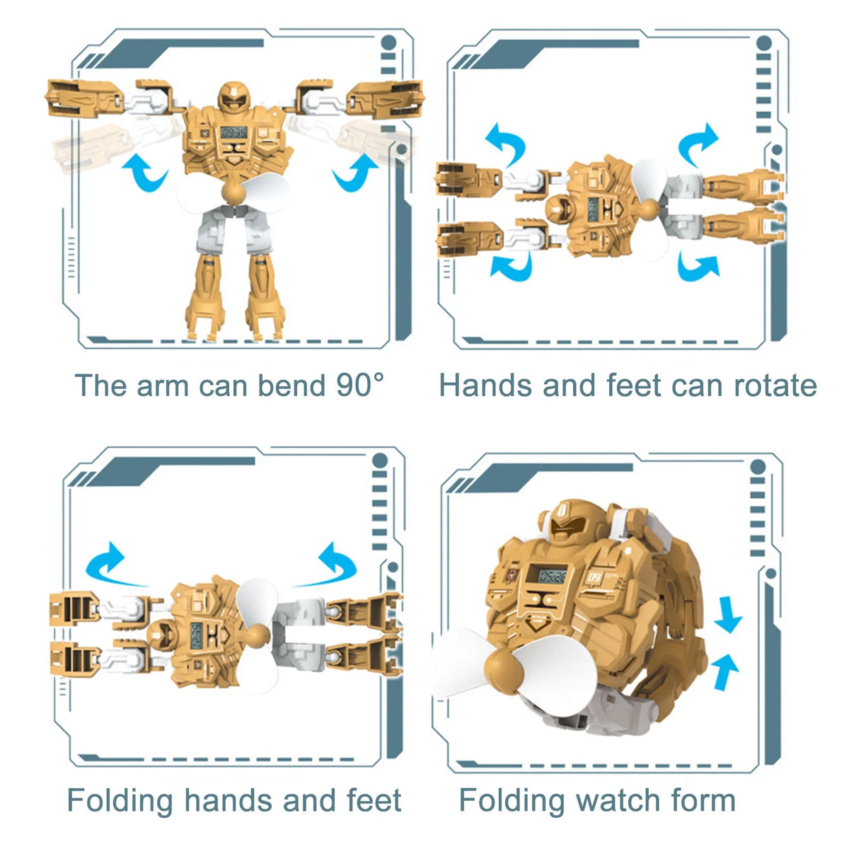 Digital Watch 3 In 1 Deformation Robot Fan S50208
