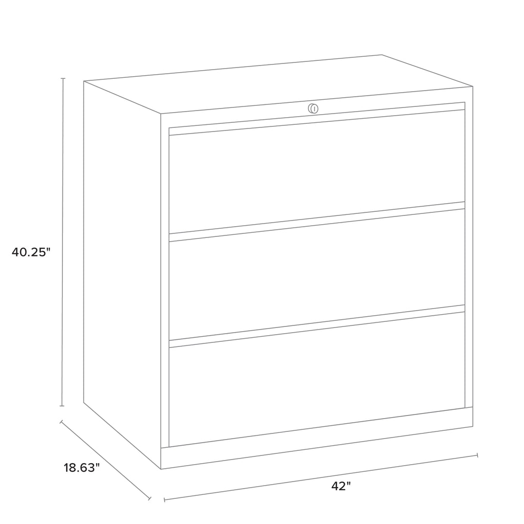 42 inch Wide 3 Drawer Metal Lateral File Cabinet Black K9663