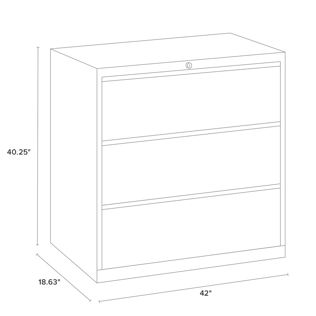 42 inch Wide 3 Drawer Metal Lateral File Cabinet Black K9663