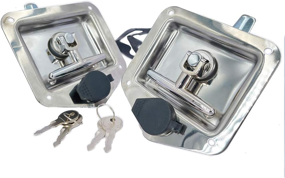 Pack of 4 Heavy Duty Stainless Steel T-Handle Toolbox Door Locks with 2 Keys Y882229