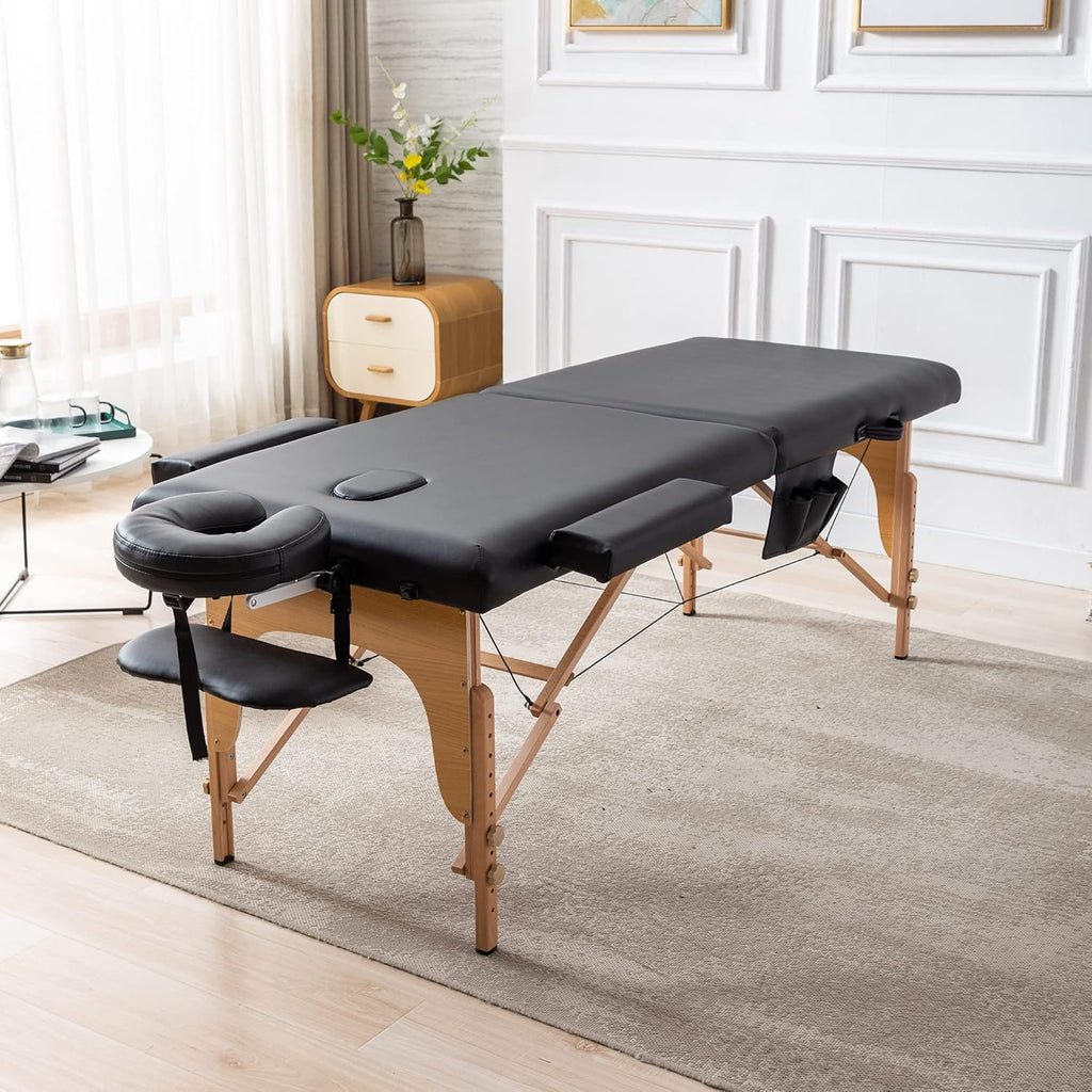 Portable Memory Foam Massage Table 84 Inches Long 28 Inches Wide Foldable Spa Bed with Carrying Case O647245