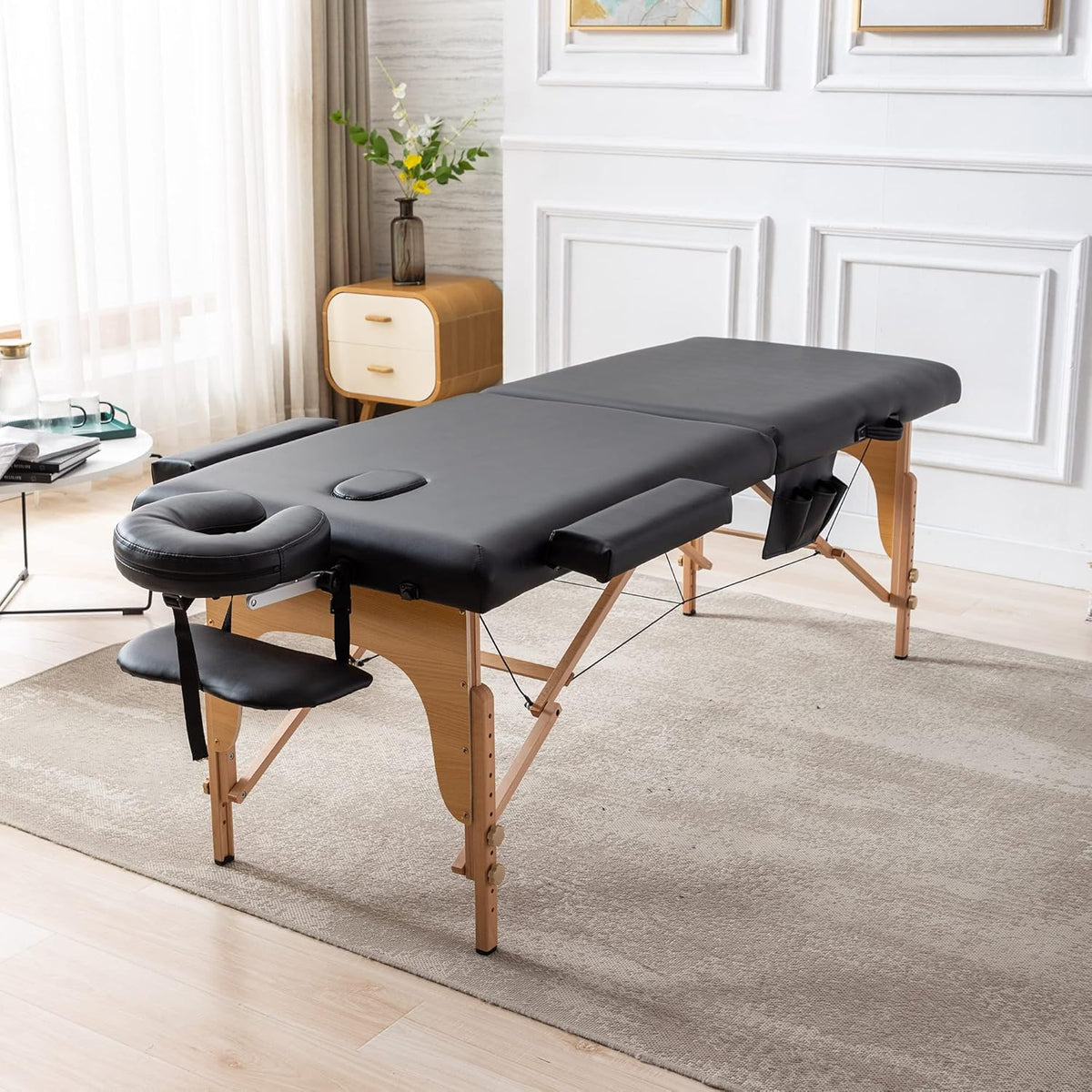 Portable Memory Foam Massage Table 84 Inches Long 28 Inches Wide Foldable Spa Bed with Carrying Case O647245