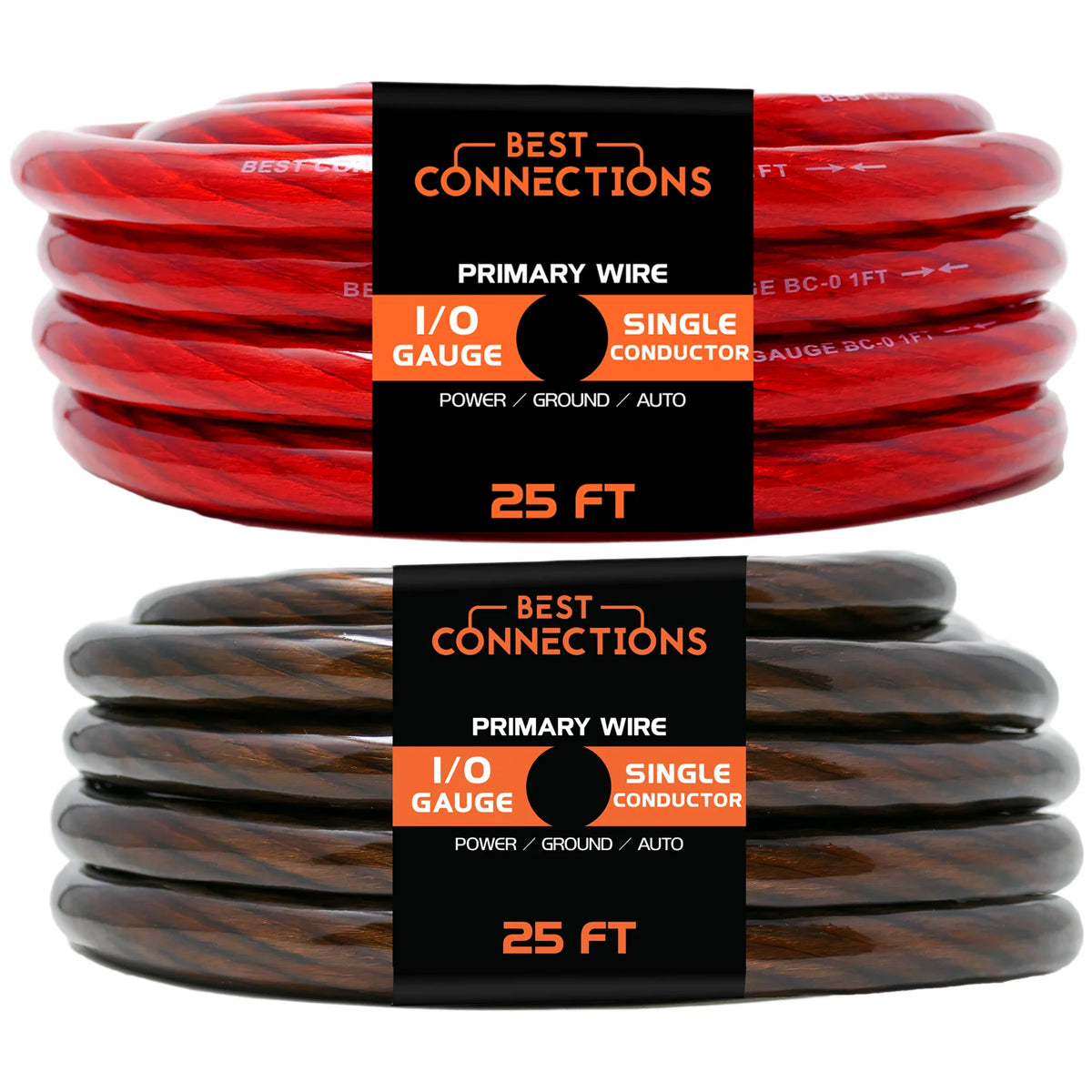 1/0Ga 25ft Black/Red Translucent Car Power/Ground Wire 50ft K619178