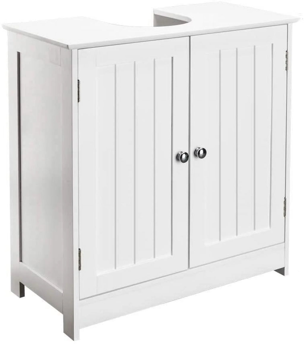 White Bathroom Vanity Cabinet with Double Doors and Adjustable Shelves N365737