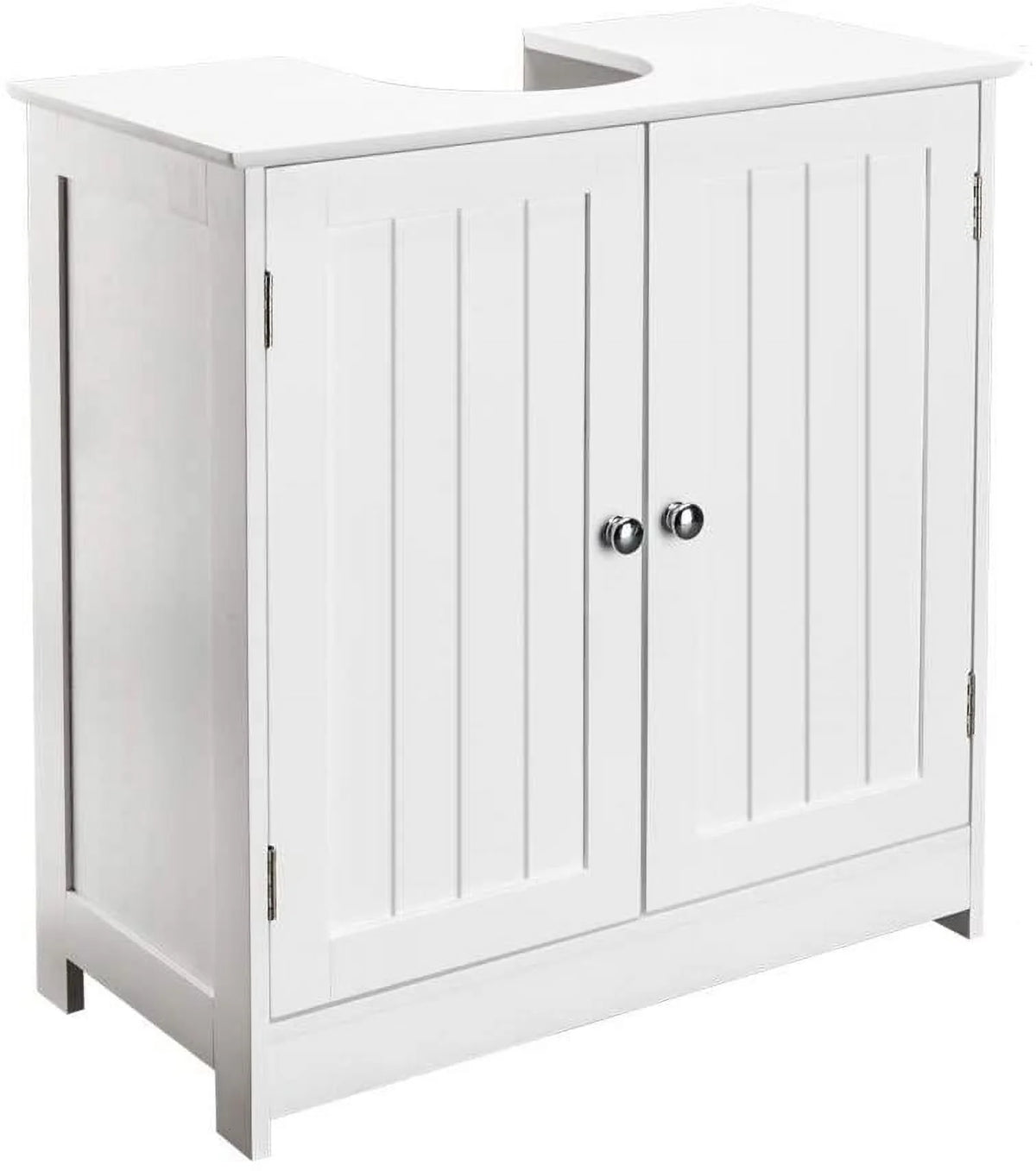 White Bathroom Vanity Cabinet with Double Doors and Adjustable Shelves N365737