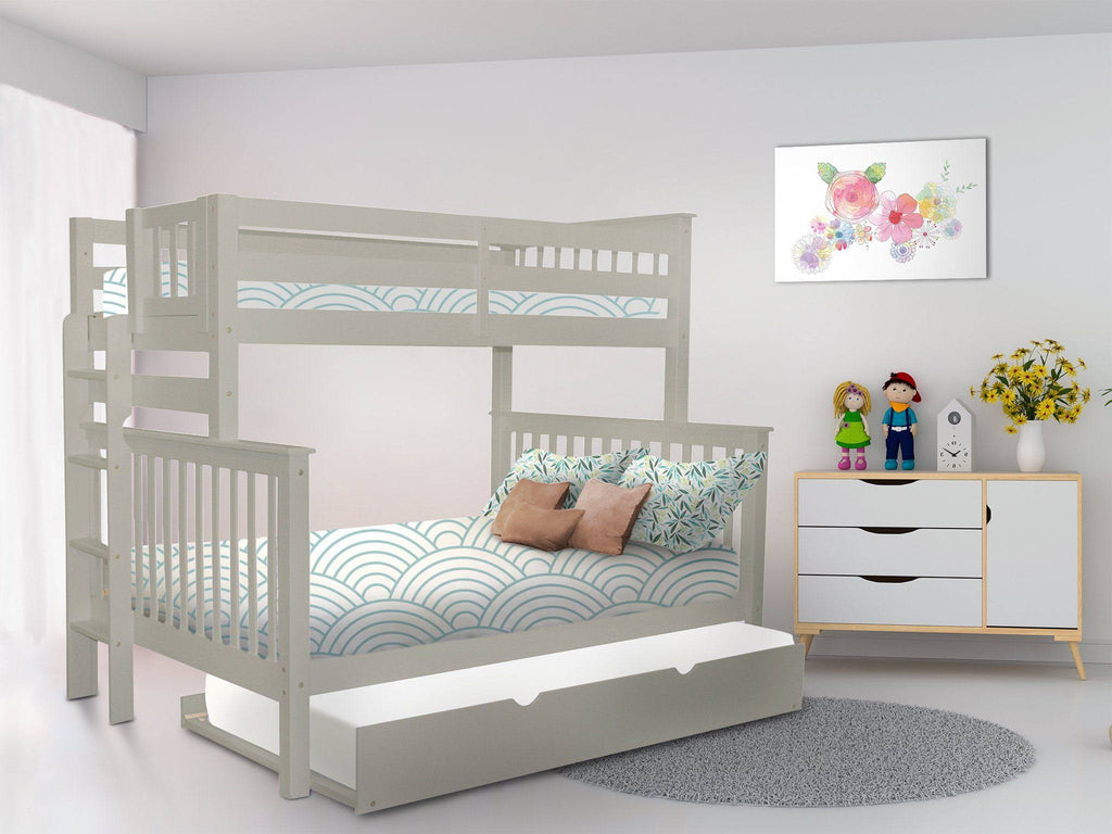 Gray Twin over Full Bunk Beds with End Ladder and Trundle X558861
