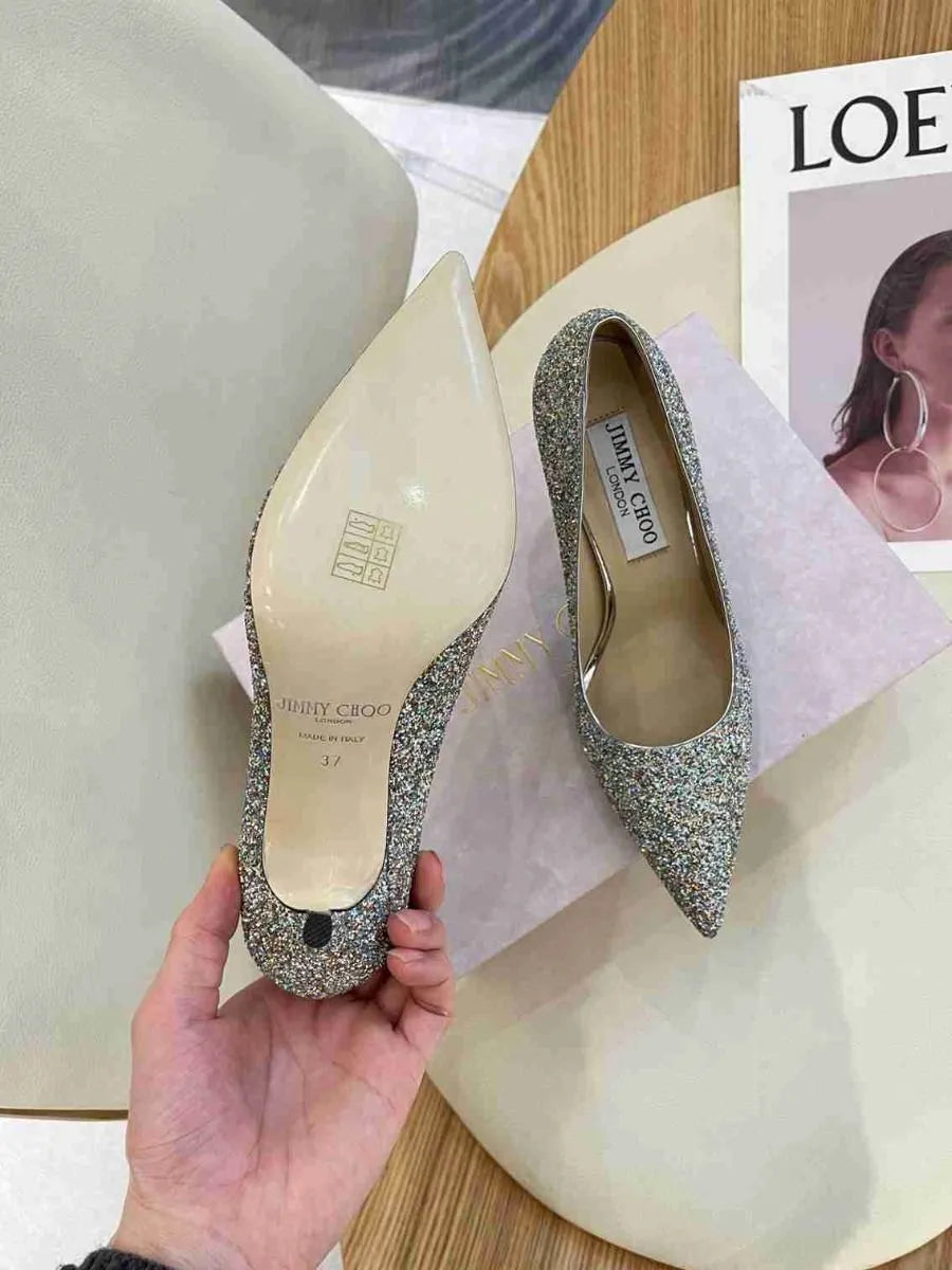 85mm Glitter Fabric Pumps T317