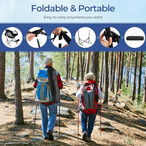 Folding Camp Chair with Detachable Footrest and Carrying Bag B80042