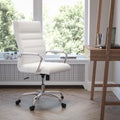 White High Back Executive Swivel Office Chair with Chrome Arms M2064