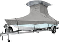 Trailerable Boat Cover, 600D Heavy Duty, Fits V-Hull Center Console Boat 17ft-19ft Long, Beam Width up to 96in, Support Pole Included H230