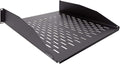 2U 19-Inch Vented Rack Mount Cantilever Fixed Server Cabinet Shelf 18-Inches Deep Black Pack of 2 L625