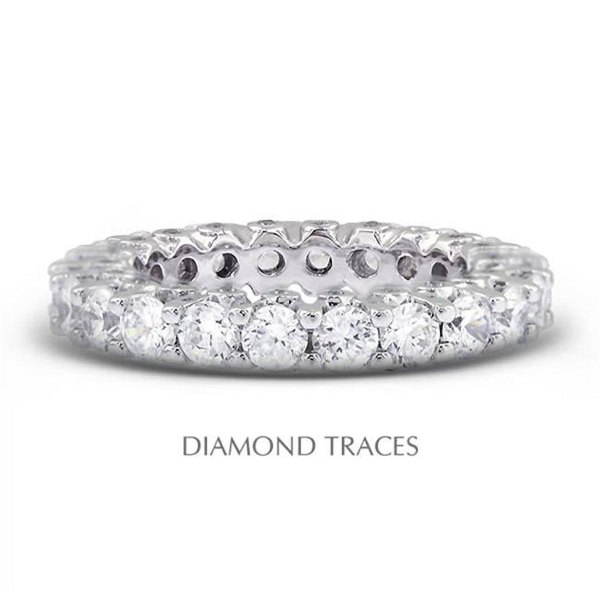14K White Gold Prong & Bezel Setting 3.79 Carat Total Natural Diamonds Eternity Ring A7021