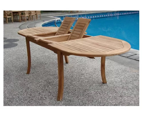 Grade-A Teak 5 Pc Dining Set with 118" Double Extension Oval Table and 4 Stacking Arm Chairs O961