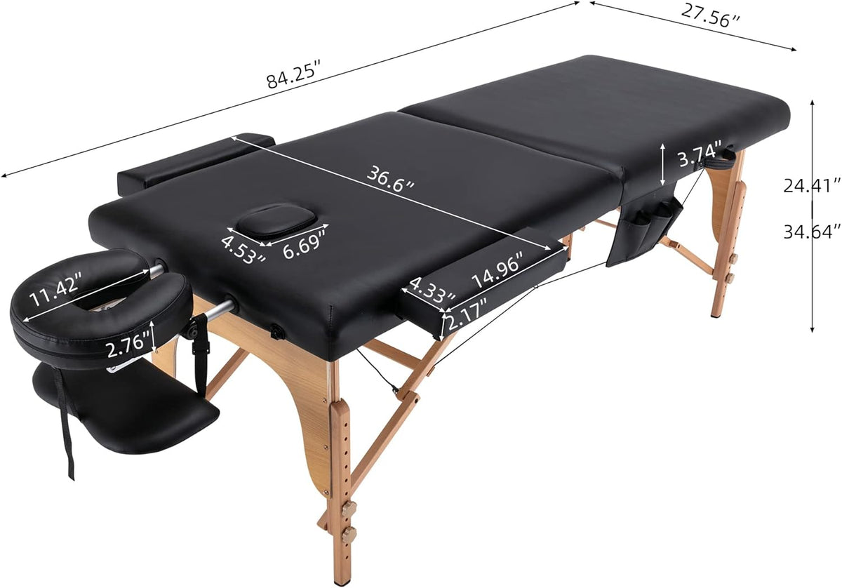 Portable Memory Foam Massage Table 84 Inches Long 28 Inches Wide Foldable Spa Bed with Carrying Case O647245