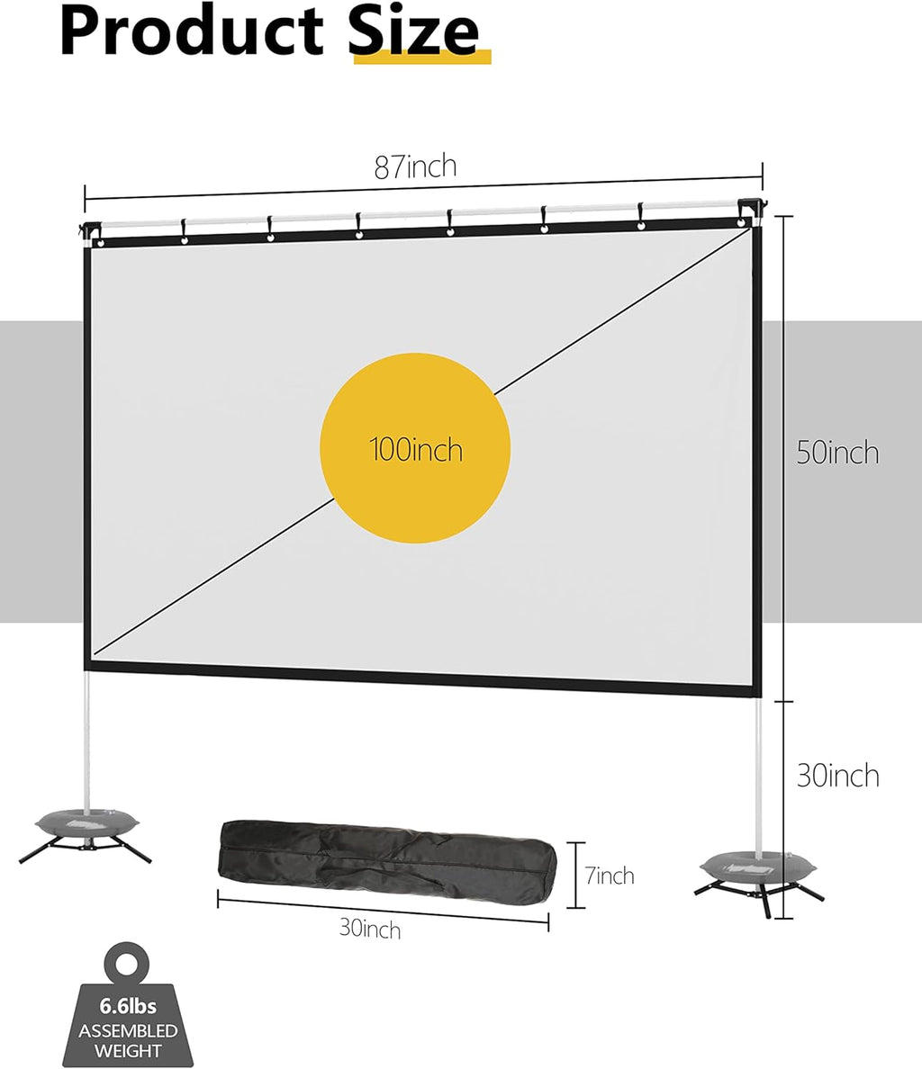 120 Inch 16:9 Portable Projector Screen with Stand and Carry Bag G8170