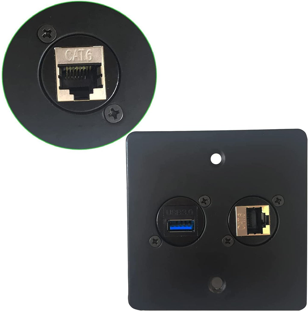 RJ45 Socket Panel Mount Connector, CAT6/CAT5E/CAT5 Female to Female LAN Adapter A652