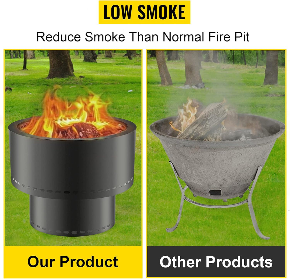 Carbon Steel Smokeless Fire Pit, 13.5 inch Diameter, Portable S824635