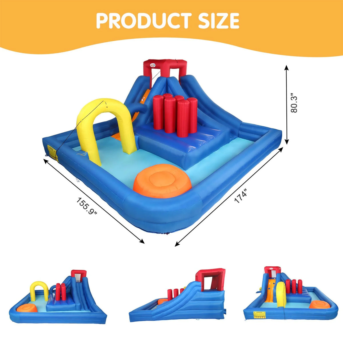 Inflatable Bounce House Castle with 2 Water Slide Pool F95217