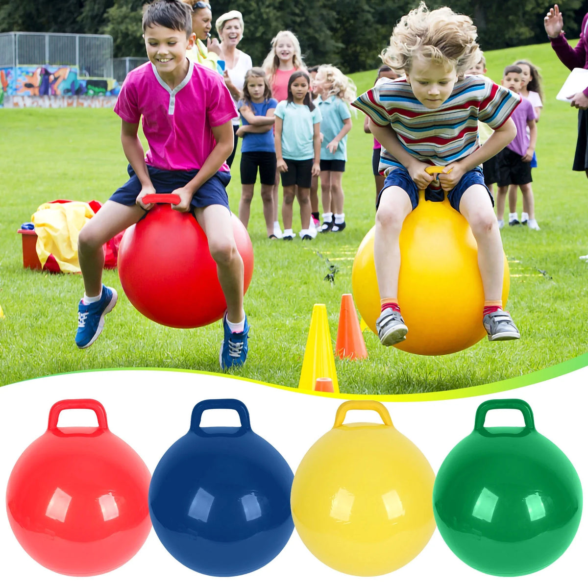 Hopper Ball with Handle Inflatable Hop Ball Toys W49573