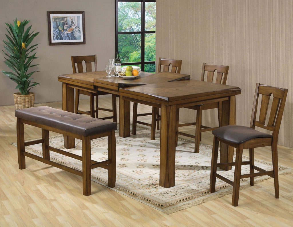 Brown PU & Oak Counter Height Bench with Storage W9207