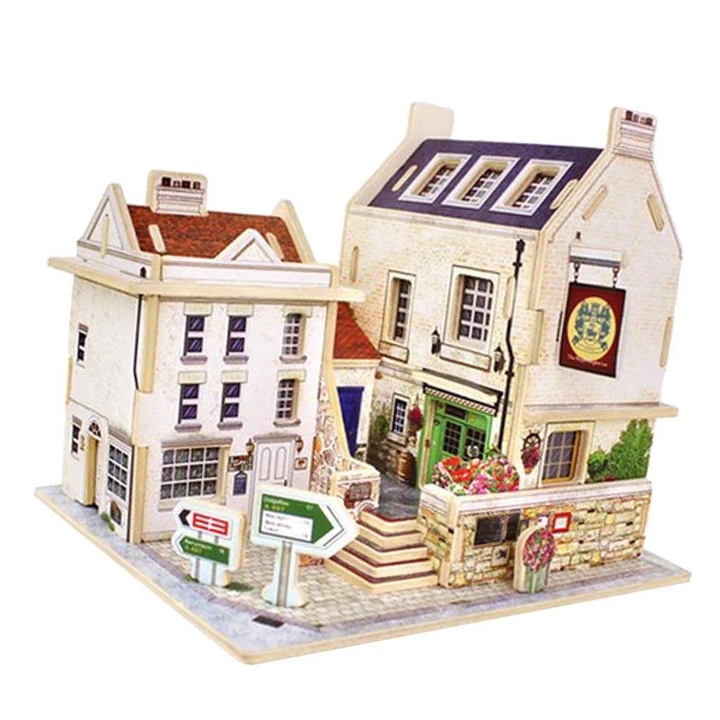 Britain Bar Pub Life Scene 3D Wooden Dollhouse Miniature With Furniture L94901